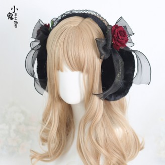 Rose Bowknot Gothic Lolita Earmuffs Headband KC (LG99)